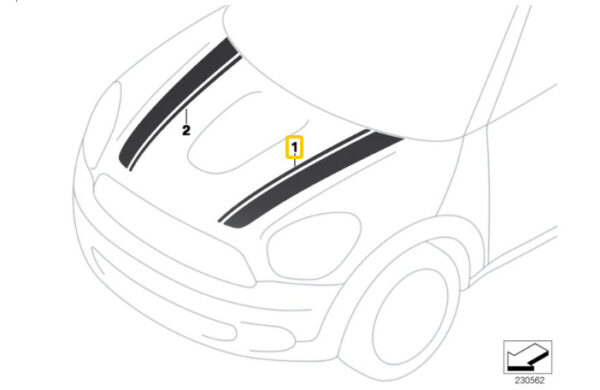 51149807177 - NEW MINI R60 R61 HOOD STRIP TAPE STICKER WHITE LEFT 9807177 GENUINE