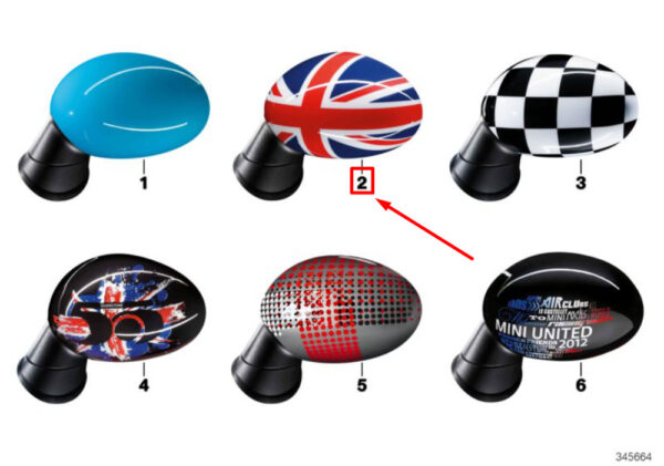 51160415076 - NEW MINI COOPER R56 FRONT RIGHT DOOR MIRROR COVER UNION JACK 51160415076