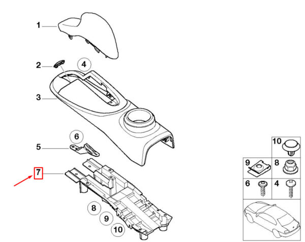 51161487702 - Mini Cooper R50, R53 Handbrake Bracket Center Console 51161487702 NEW GENUINE
