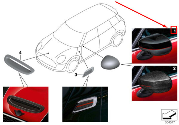 51162465799 - NEW MINI F60 FRONT LEFT DOOR MIRROR COVER RHD 51162465799 2465799 GENUINE