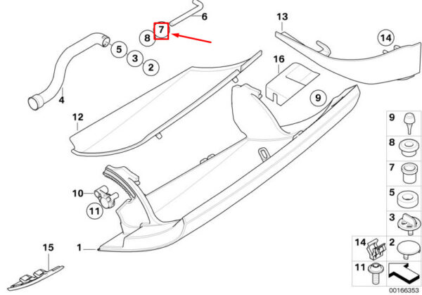 51162752821 - NEW MINI CLUBMAN R55 GLOVE FIELD HINGE SLEEVE 51162752821 2752821 ORIGINAL