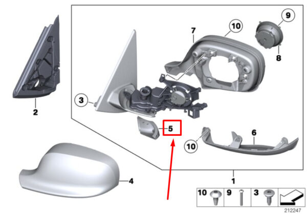 51162993417 - NEW BMW X1 E84 MIRROR BASEPLATE COVER SET 2993417 51162993417 ORIGINAL