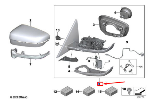 51165A08344 - BMW 4 COUPE G22, G82 RIGHT WING MIRROR 51165A08344 NEW GENUINE