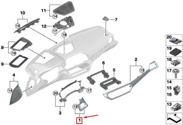 51166806854 - BMW 3 G20 dashboard quartz silver matte driver's trim 51166806854 new