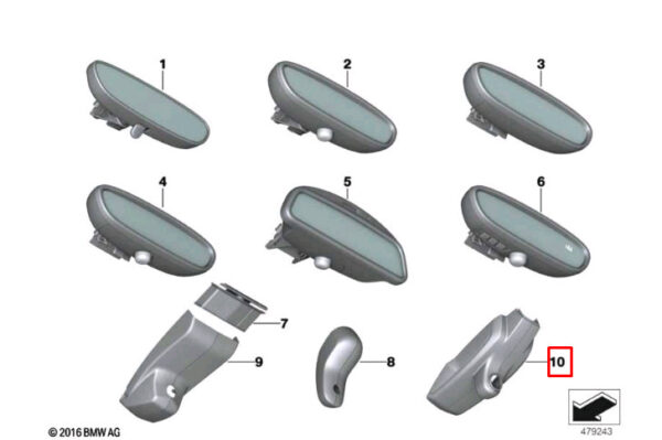 51166842553 - BMW 2 Gran Tourer F46 interior mirror base cover set 51166842553, original part
