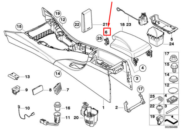 51166951555 - BMW 3 E92 Center Console Locking Hook Support 6951555 51166951555 NEW GENUINE