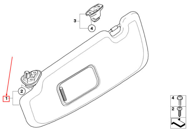 51166957587 - MINI CONVERTIBLE R52 SUN VISOR LEFT 51166957587 6957587 NEW GENUINE