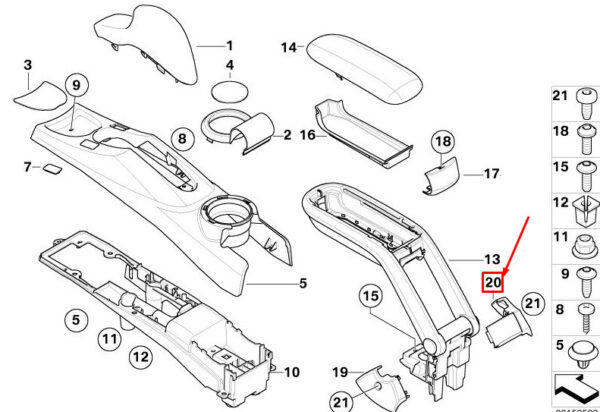 51166958136 - NEW MINI COOPER R50 R53 CENTRE ARM REST COVER RIGHT 6958136 GENUINE