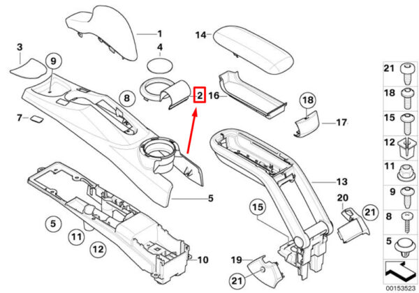 51166958354 - NEW MINI COOPER R50, R53 PARKING BRAKE CONSOLE TRIM RING 51166958354 GENUINE