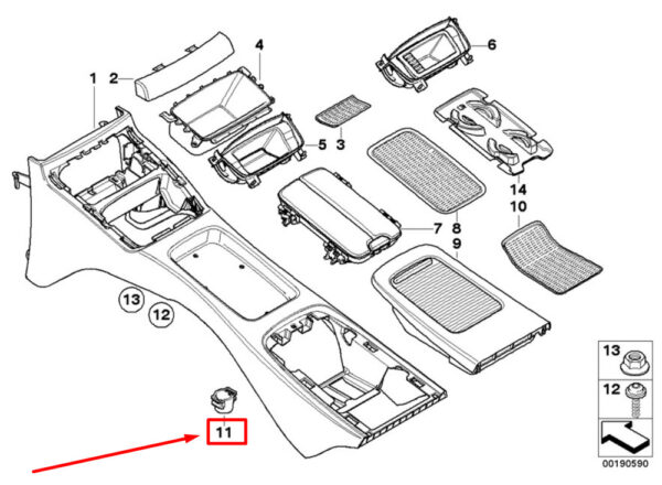 51166960696 - BMW 3 E92 Rear Centre Console Fasteners 51166960696 NEW GENUINE