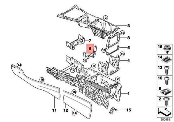 51166976708 - OEM BMW HYBRID X5 X6 E70 E71 BRACKET FOR CENTER CONSOLE CENTER 51166976708 NEW