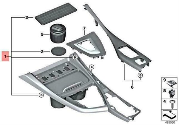 51166993607 - OEM BMW M2 F20 21 22 F23 CENTER CONSOLE TRIM WITH CUP HOLDER 51166993607 GENUINE