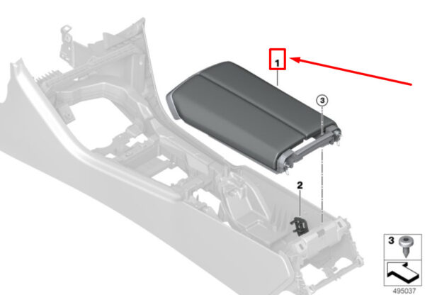 51166996370 - NEW BMW M8 G16 CENTER CONSOLE LEATHER ARMREST 51166996370 6996370 ORIGINAL