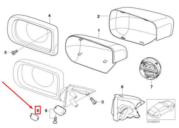 51167001036 - BMW 3 E46 cover cap bottom front right 51167001036 7001036 NEW ORIGINAL