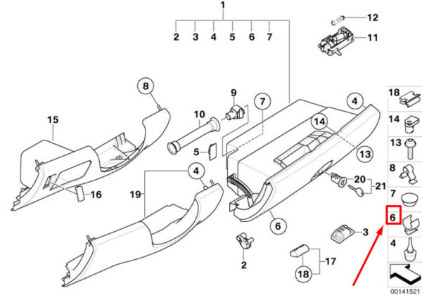 51167075868 - NEW MINI CABRIO R52 INTERIOR GLOVEBOX PIN HOLDER 51167075868 7075868 ORIGINAL