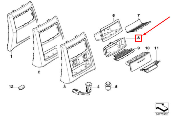 51167154481 - BMW 3 Series E90 centre console rear storage compartment 7154481 51167154481 NEW ORIGINAL
