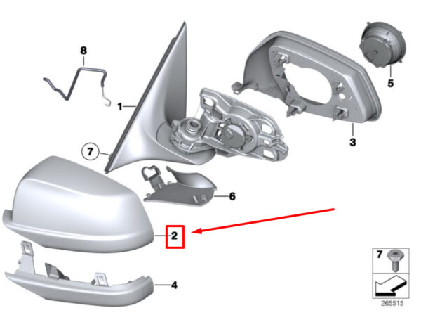 51167216370 - BMW 5 F10 mirror cover front right 51167216370 7216370 NEW ORIGINAL