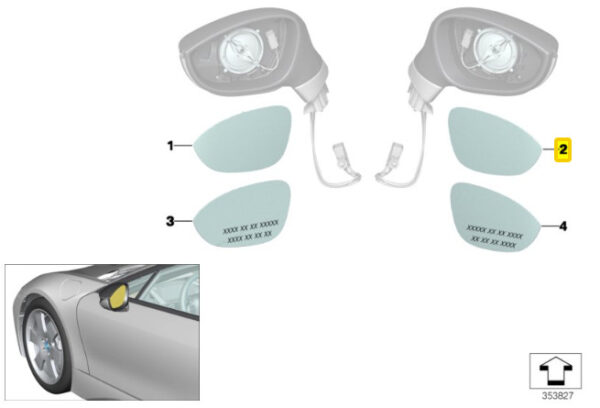 51167233084 - New Genuine BMW i8 Z4 E89 O/S Right Wing Mirror Blind Spot Mirror 7233084 OEM