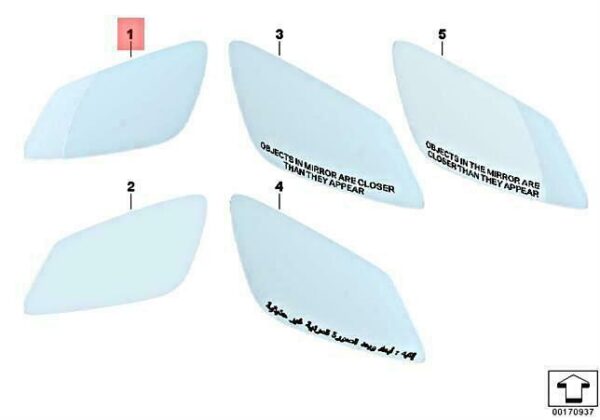 51167251583 - NEW BMW HYBRID 7L E60 E61 MIRROR GLASS HEATED WIDE ANGLE LEFT 51167251583