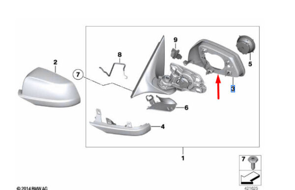 51167266032 - NEW BMW 5 F10 FRONT RIGHT DOOR MIRROR SUPPORTING RING 51167266032 OEM