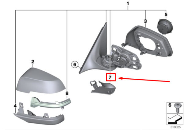 51167267363 - BMW 6 Coupe F13 Mirror Baseplate Cover Set 51167267363 7267363 NEW