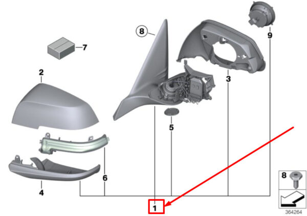 51167268609 - BMW 2 Coupe F22, F87 Front Left Wing Mirror 7268609 51167268609 NEW GENUINE