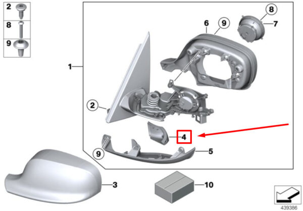 51167284809 - NEW BMW X3 F25 MIRROR BASEPLATE COVER SET 7284809 51167284809 GENUINE