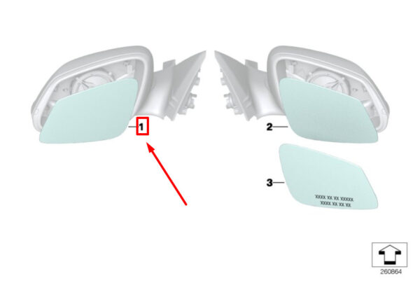 51167285003 - BMW 3 F30, F80 FRONT LEFT EXTERIOR MIRROR GLASS LHD 7285003 51167285003 NEW GENUINE