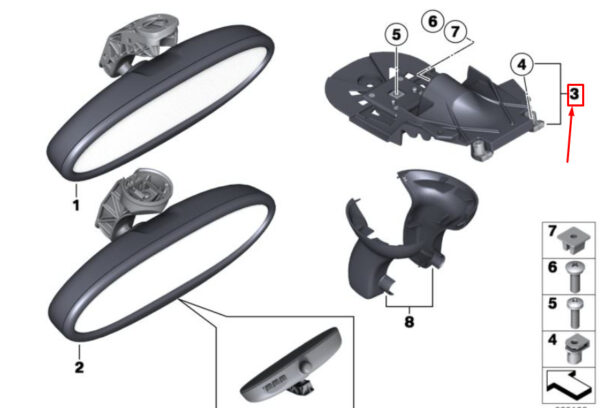 51167351854 - MINI COUNTRYMAN R60 INTERIOR MIRROR MOUNT 51167351854 NEW GENUINE