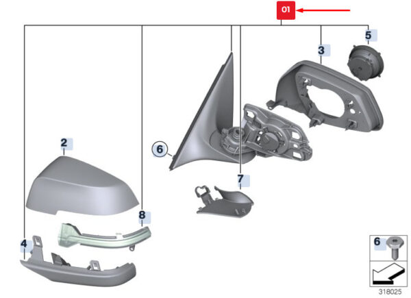 51167352367 - BMW 5 Gran Turismo F07 front left exterior mirror 51167352367 new original