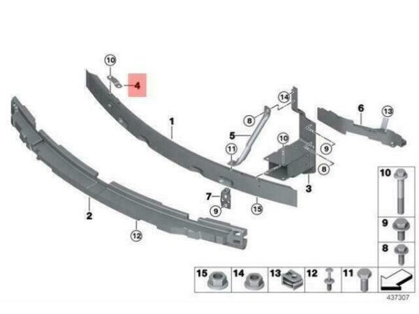 51167364175 - OEM BMW F15 F16 F85 F86 BUMPER FRONT ANGLE ADAPTER PLATE 51167364175 GENUINE