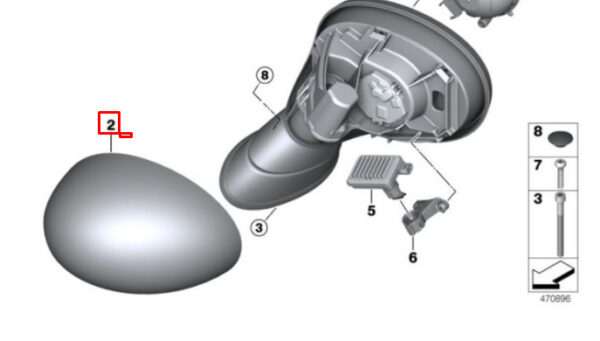 51167375966 - NEW MINI CONVERTIBLE F57 FRONT RIGHT DOOR MIRROR FRAME 51167375966 GENUINE