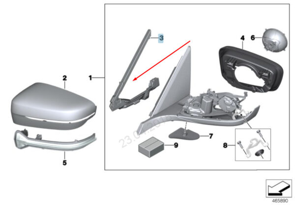 51167424729 - NEW BMW 7 G11 LEFT WINGS MIRROR TRIANGLE TRIM 51167424729 7424729 2016 16-20