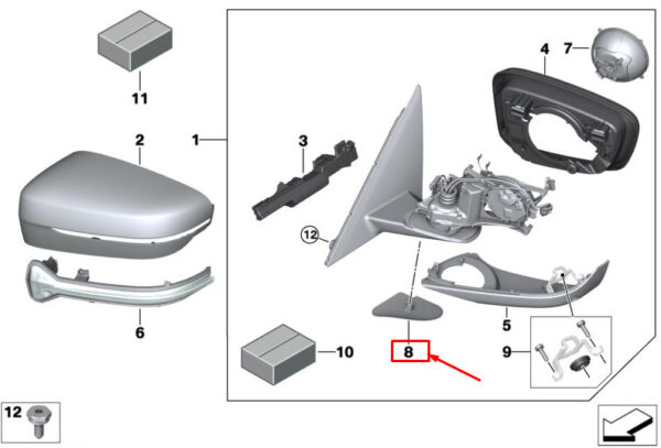 51167444265 - BMW 7 G11 mirror foot caps set 51167444265, original part