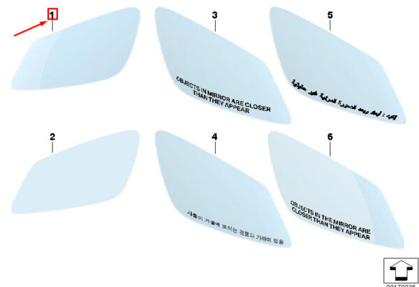 51167459542 - NEW BMW 5 F10 FRONT RIGHT DOOR MIRROR GLASS 51167459542 7459542 ORIGINAL