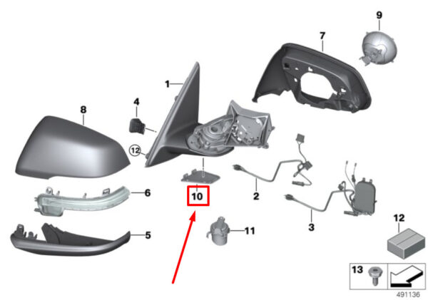 51167460152 - NEW BMW X1 F48 RIGHT MIRROR BASE COVER 7460152 51167460152 ORIGINAL