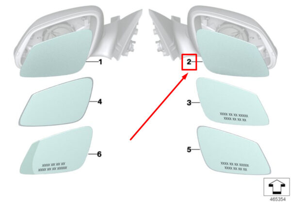51167471690 - BMW 2 F22, F87 door mirror glass front right 7471690 51167471690 NEW original