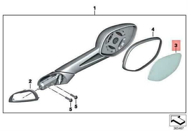 51167727521 - OEM BMW K48 0611 0F11 0612 0613 LEFT MIRROR GLASS 51167727521 GENUINE NEW
