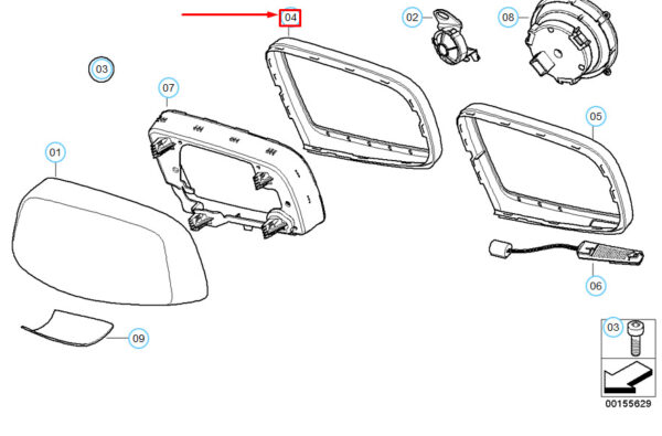 51167899271 - NEW BMW 5 Series e60 FRONT LEFT EXTERIOR MIRROR SUPPORT RING 51167899271