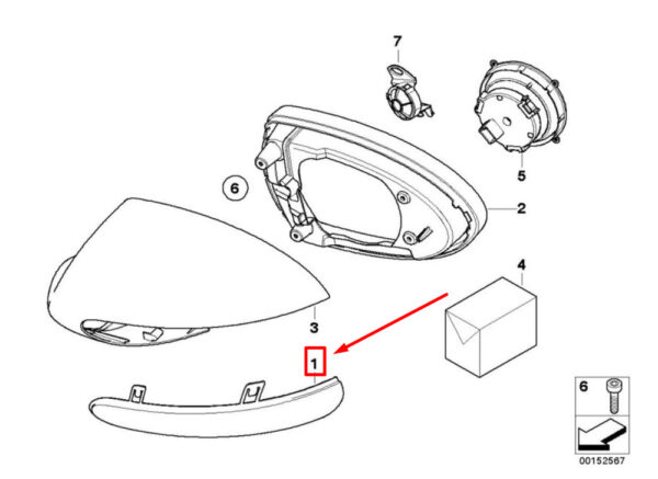 51167906349 - BMW 6 E63 FRONT LEFT MIRROR COVER 51167906349 7906349 NEW GENUINE