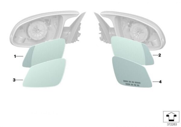 51168059566 - BMW F30 F87 F82 F33 Genuine Right Wide Heated Glass Mirror 5116805956