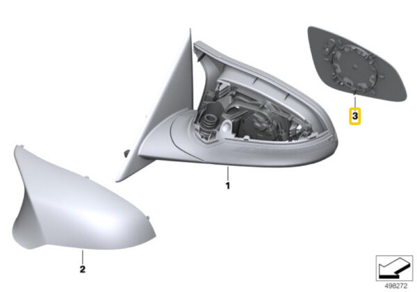 51168059566 - BMW F30 F87 F82 F33 Genuine Right Wide Heated Glass Mirror 5116805956