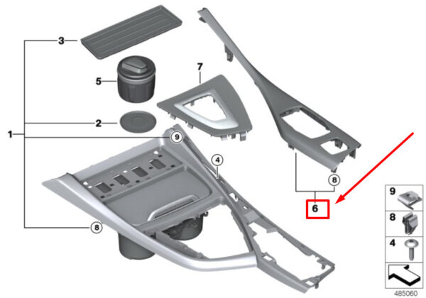 51168088622 - BMW 2 Coupe F22, F87 center console trim 51168088622 8088622 NEW ORIGINAL