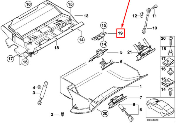 51168164724 - NEW BMW 5 E39 GLOVE BOX CATCH 8164724 51168164724 ORIGINAL