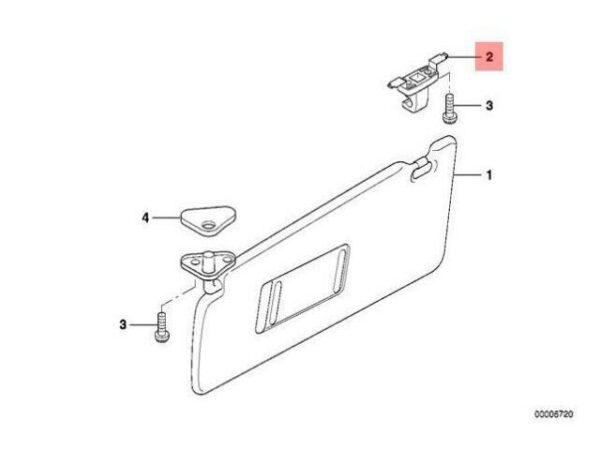 51168174715 - NEW BMW E38 E39 E53 SUV WAGON SUN VISOR CLIP 51168174715 95-05 ORIGINAL