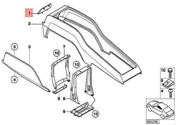 51168227325 - OEM BMW E38 725TDS 728I 728IL 730D 730I REAR CONSOLE COVER 51168227325 GENUINE