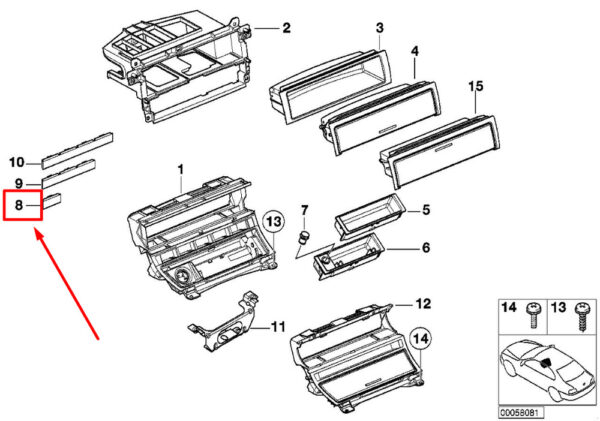 51168236252 - NEW BMW 3-SERIES E46 CENTER CONSOLE SWITCH COVER 8236252 99-05 GENUINE
