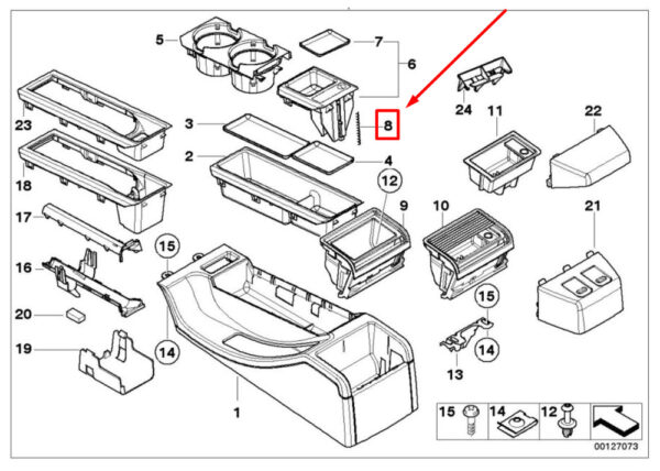 51168242861 - BMW 3 Series E46 center console cubbies pull spring 51168242861 8242861 NEW ORIGINAL
