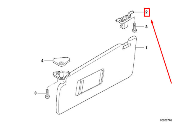 51168250922 - NEW BMW 5 E39 FRONT SUN VISOR BRACKET 51168250922 8250922 ORIGINAL