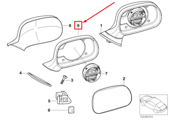 51168413517 - NEW BMW Z3 COUPE E36 FRONT LEFT DOOR MIRROR TRIM 8413517 51168413517 ORIGINAL